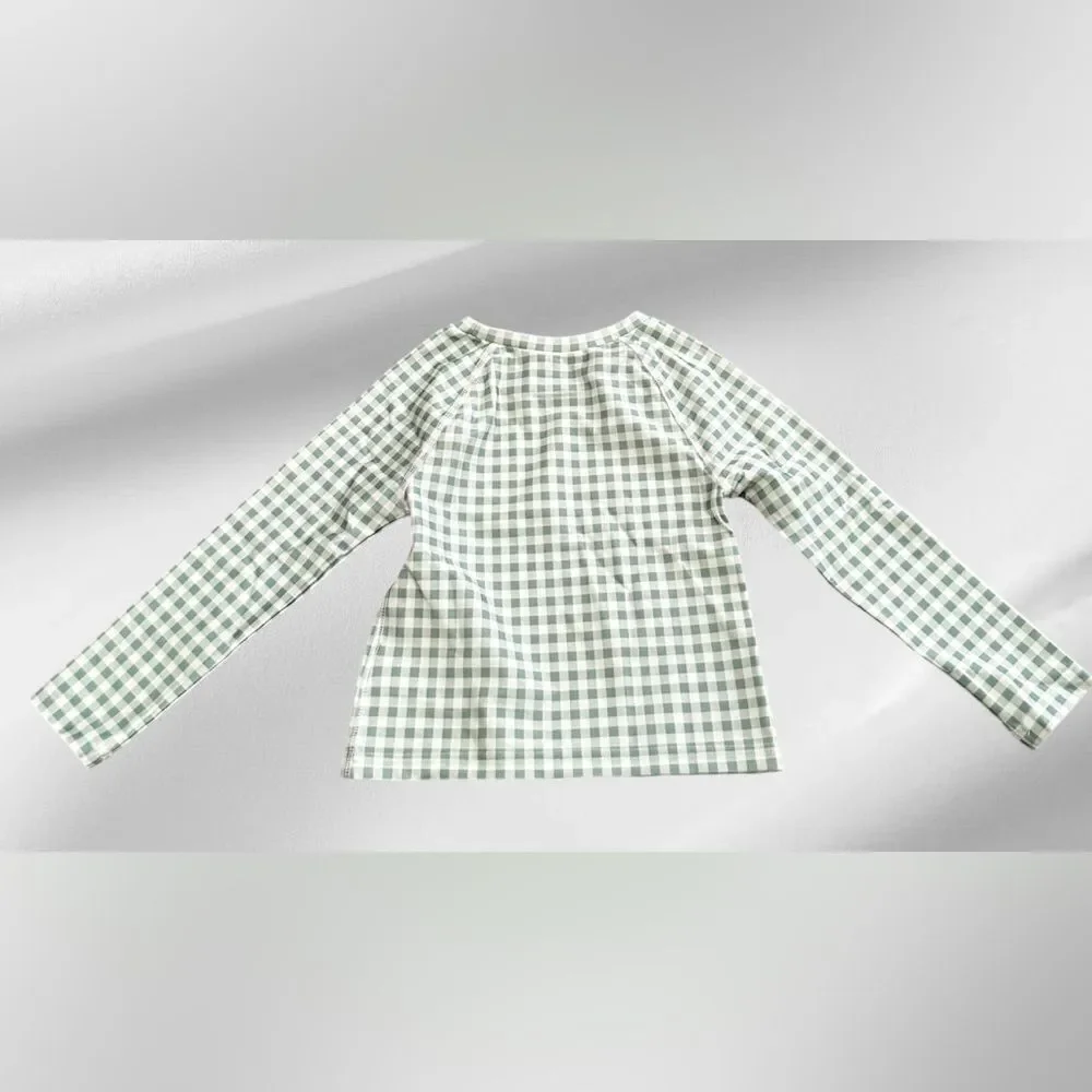 Polo Ralph Lauren Toddler Girls Green Gingham Long Sleeve Rashguard, 3T, NWT